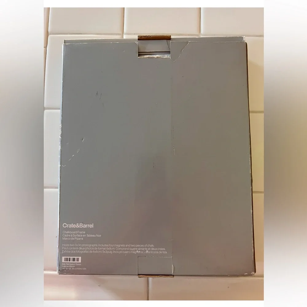 CRATE & BARREL Magnetic Chalkboard Frame  Fits 2 3x3 Photos Comes with Chalk NWT